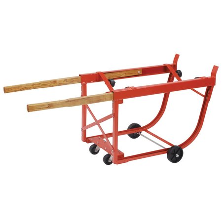 GLOBAL INDUSTRIAL Heavy Duty Rotating Drum Cradle with Wood Handles & Polyolefin Wheels, 30 or 55 Gallon Capacity 482132